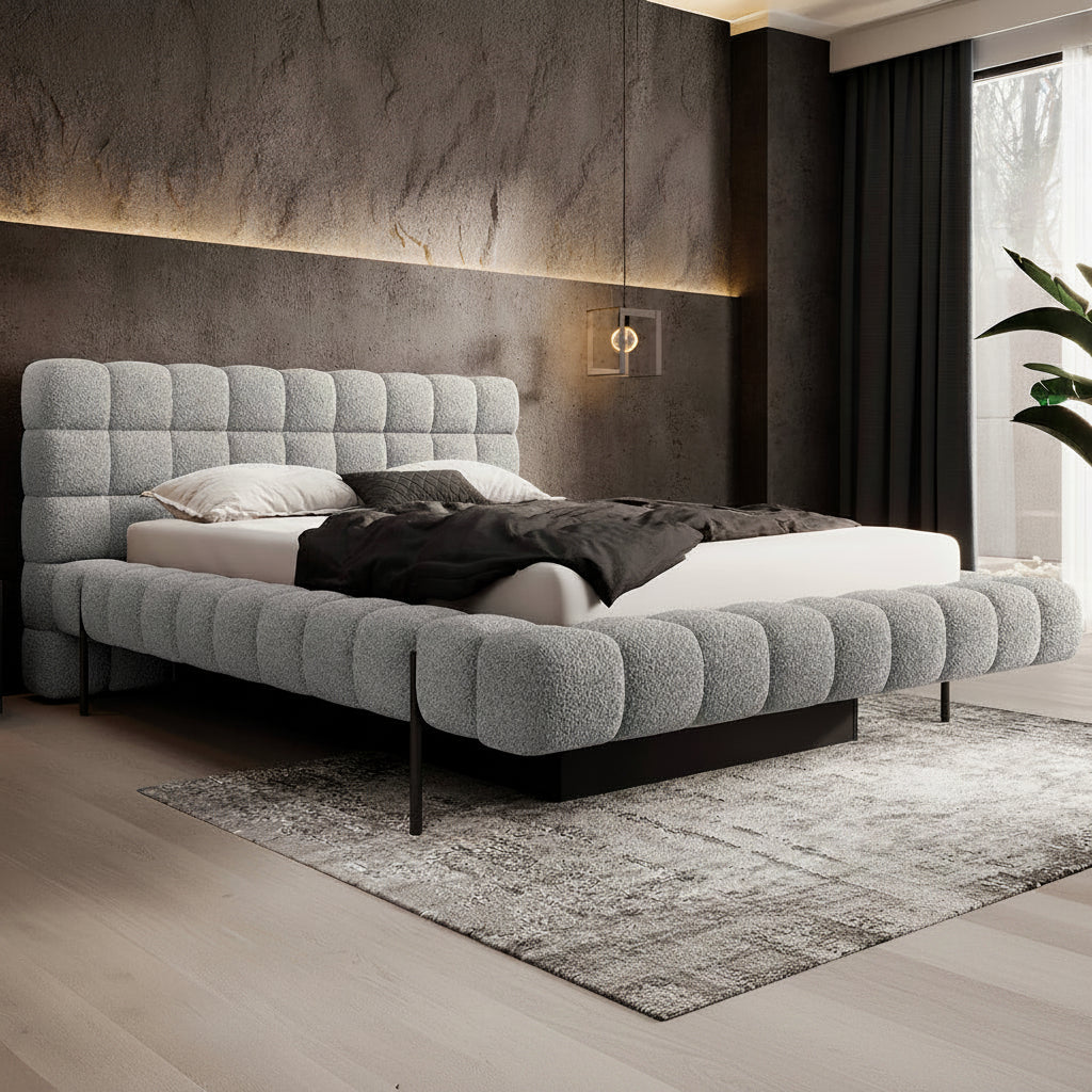 Lit coffre 180x200 sommier inclus Ezio Gris clair - vue 3