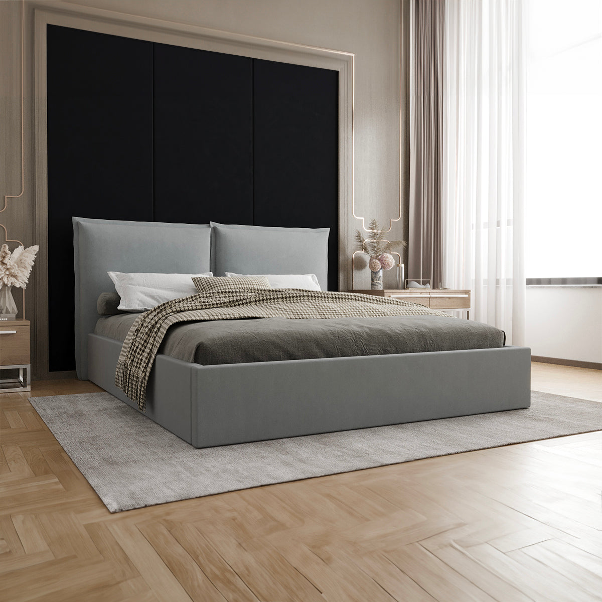 Lit coffre 160x200 sommier inclus Sandro Gris - vue 4