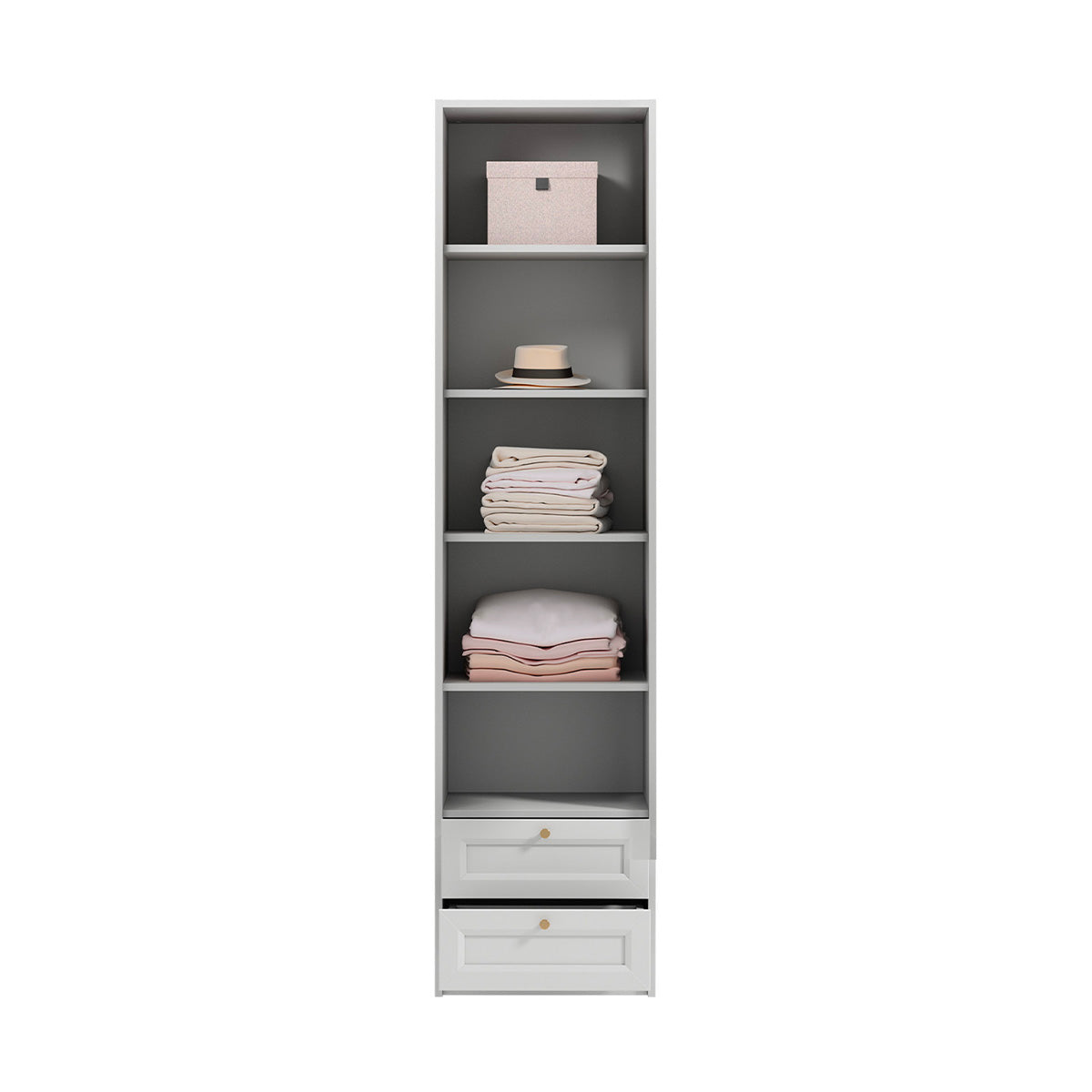 Armoire 1 porte 2 tiroirs Fergus Blanc - vue 3