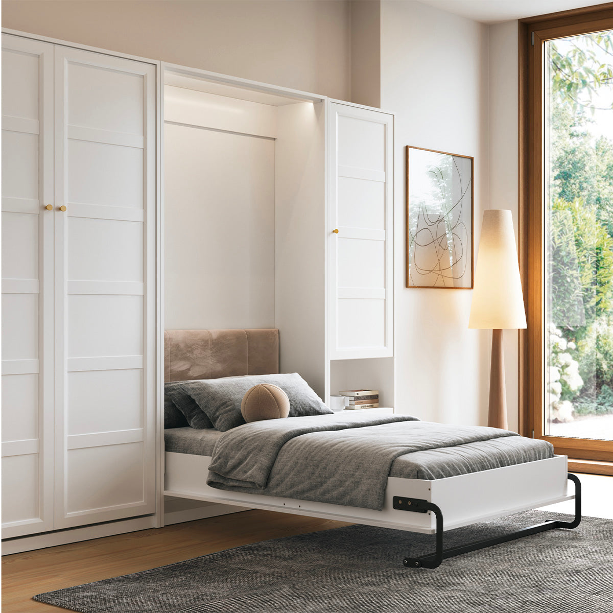 Armoire 1 porte 2 tiroirs Fergus Blanc - vue 4