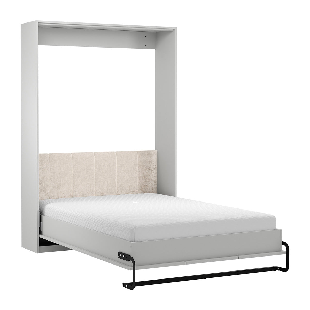 Lit escamotable 140x200 sommier et tête de lit inclus Fergus Blanc