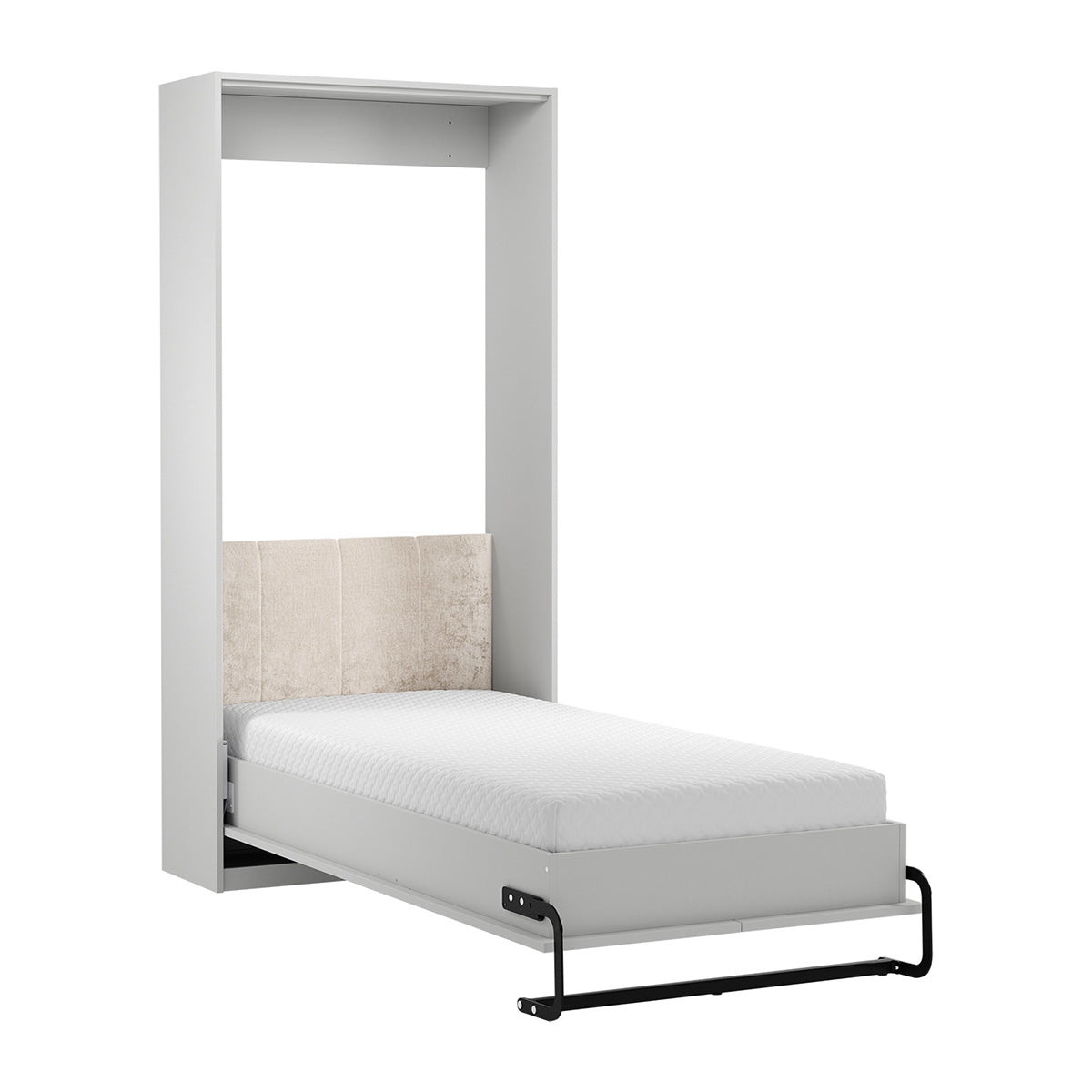 Lit escamotable 90x200 sommier et tête de lit inclus Fergus Blanc