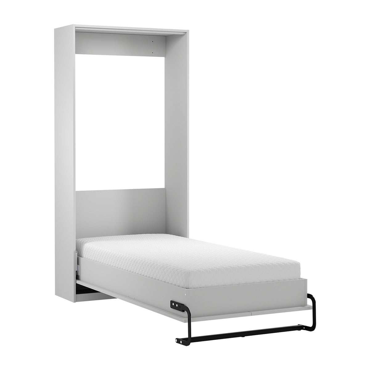 Lit escamotable 90x200 sommier et tête de lit inclus Fergus Blanc - vue 2