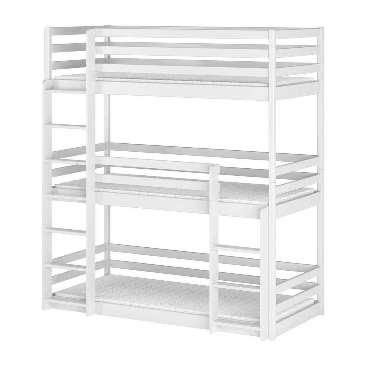 Lit superposé 3 niveaux 90x200 sommier inclus Florent Blanc - vue 2