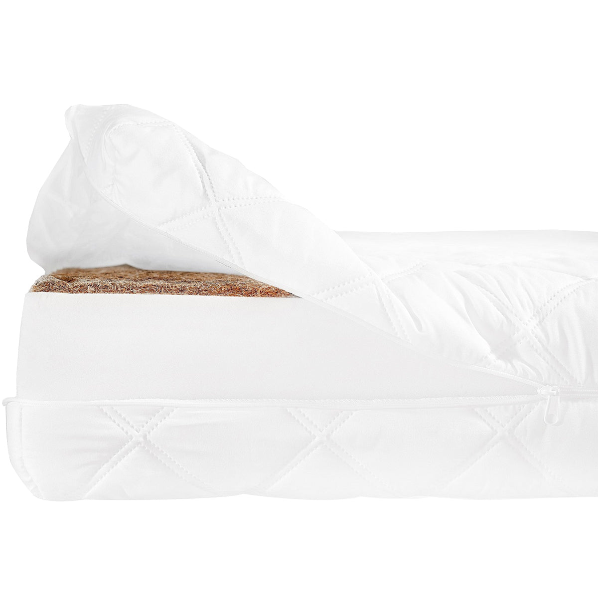 Matelas 90x200 mousse coco 15 cm anti-acarien Arlo Blanc - vue 4
