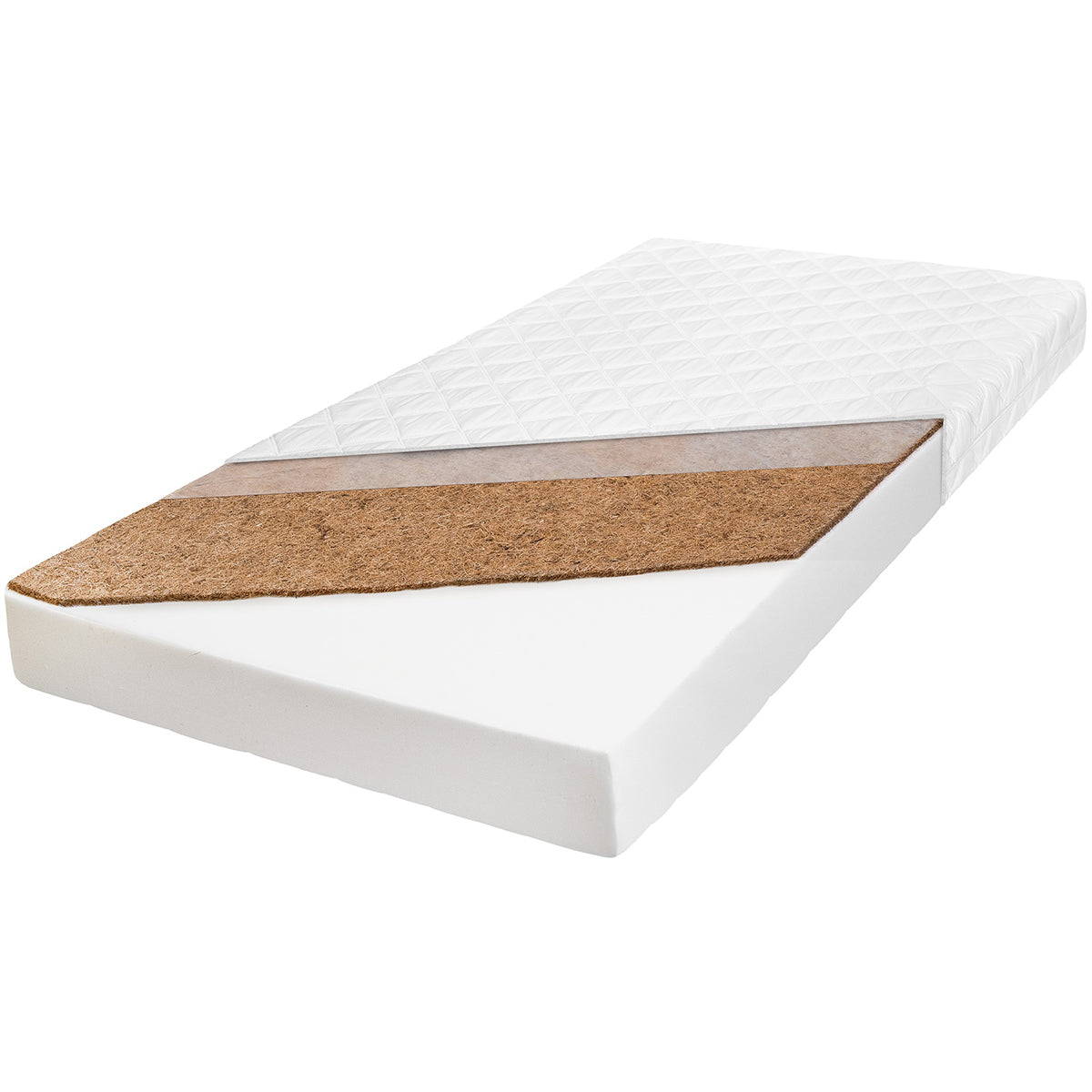 Matelas tiroir de lit 90x180 mousse coco 8 cm anti-acarien Arlo Blanc - vue 5