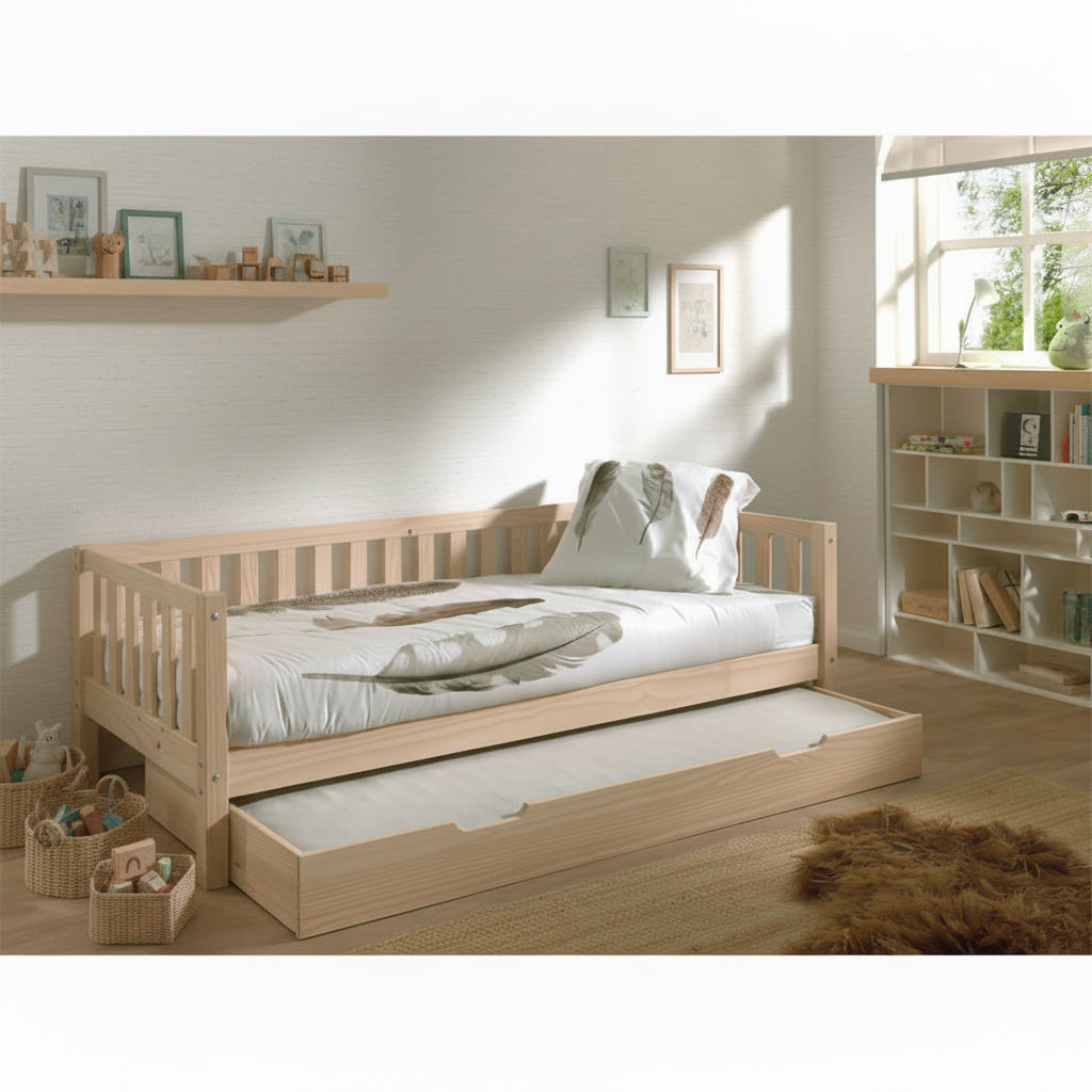 Lit banquette 90x200 sommier et tiroir de lit inclus Vipack Fritz - Bois - vue 5