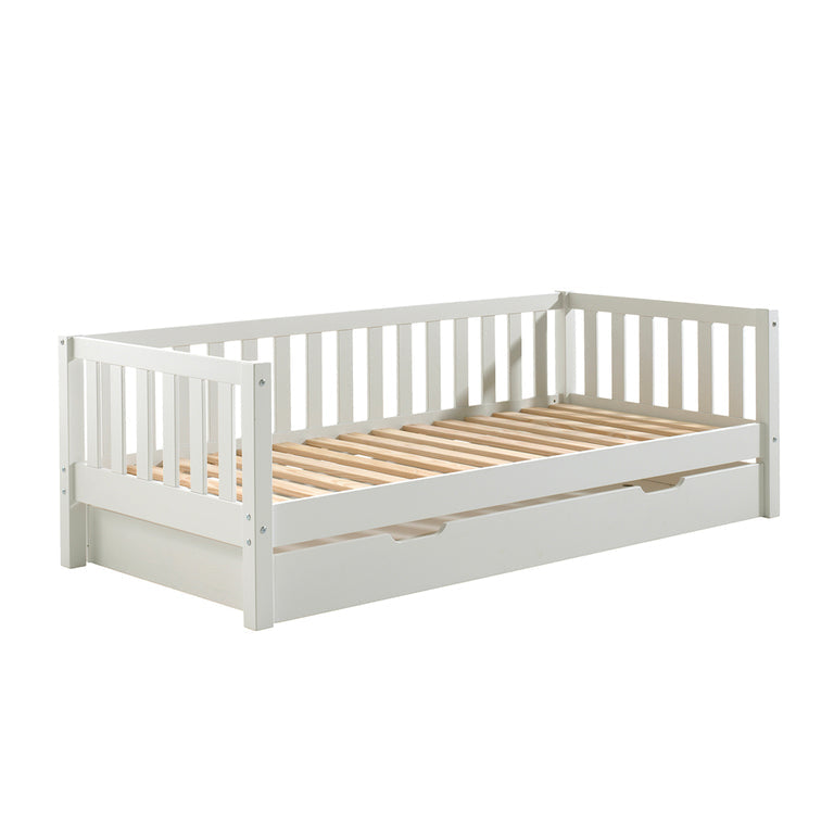 Lit banquette 90x200 sommier et tiroir de lit inclus Vipack Fritz - Blanc