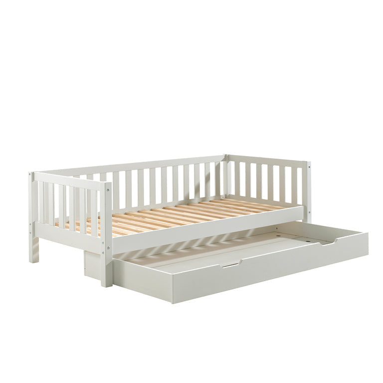 Lit banquette 90x200 sommier et tiroir de lit inclus Vipack Fritz - Blanc - vue 3