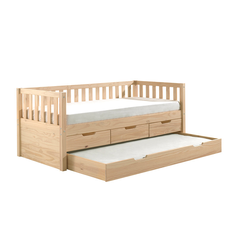 Lit banquette 90x200 sommier 3 tiroirs et tiroir de lit inclus Vipack Fritz - Bois - vue 3