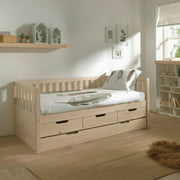 Lit banquette 90x200 sommier 3 tiroirs et tiroir de lit inclus Vipack Fritz - Bois - vue 4