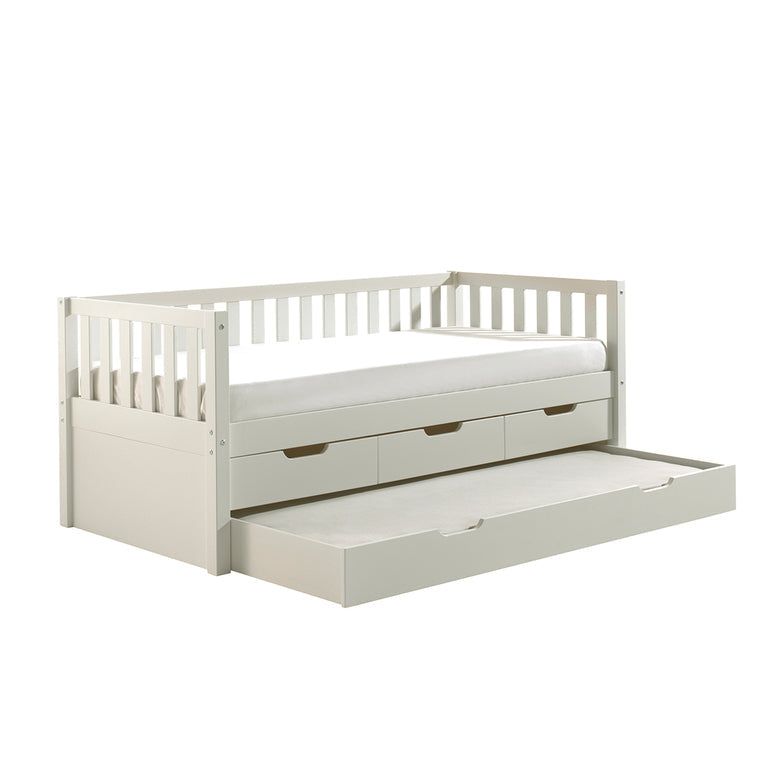 Lit banquette 90x200 sommier 3 tiroirs et tiroir de lit inclus Vipack Fritz - Blanc - vue 2