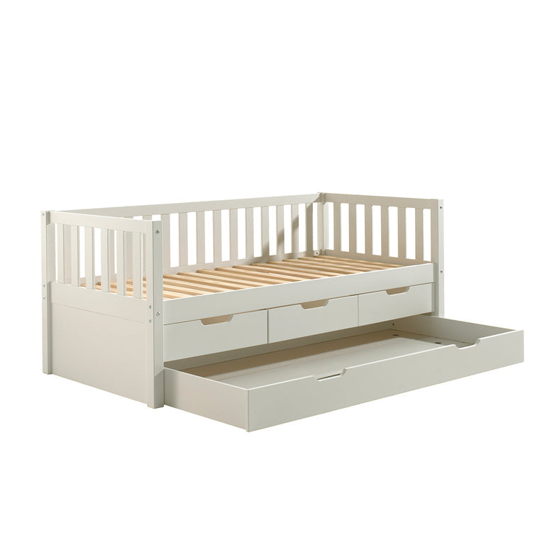 Lit banquette 90x200 sommier 3 tiroirs et tiroir de lit inclus Vipack Fritz - Blanc - vue 3