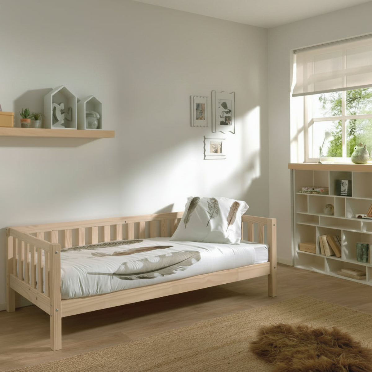 Lit banquette 90x200 sommier inclus Vipack Fritz - Bois - vue 2