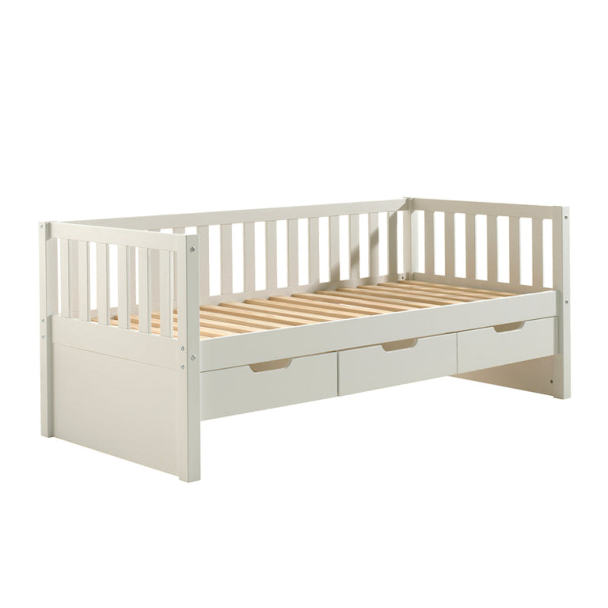 Lit banquette 90x200 sommier et 3 tiroirs inclus Vipack Fritz - Blanc