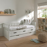 Lit banquette 90x200 sommier 3 tiroirs et tiroir de lit inclus Vipack Fritz - Blanc