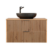 Meuble simple vasque 100cm Gaia Bois et Noir - Vasque Noir