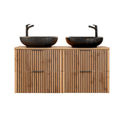 Meuble double vasque 120cm Gaia Bois et Noir - Vasque Noir