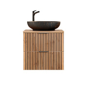 Meuble simple vasque 60cm Gaia Bois et Noir - Vasque Noir