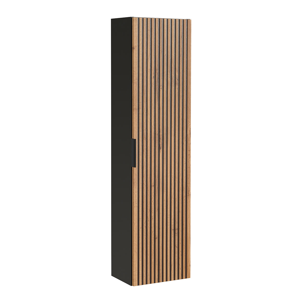 Ensemble meuble double vasque 120cm miroirs LED colonne et 3 armoires murales Gaia Bois et Noir - Vasque Noir - vue 6