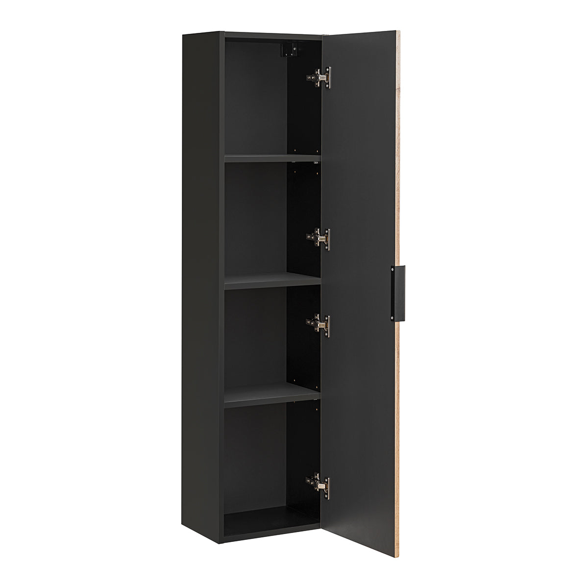Ensemble meuble double vasque 140cm 2 niches colonne et 3 armoires murales Gaia Bois et Noir - Vasque Noir - vue 5