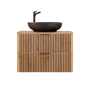 Meuble simple vasque 80cm Gaia Bois et Noir - Vasque Noir