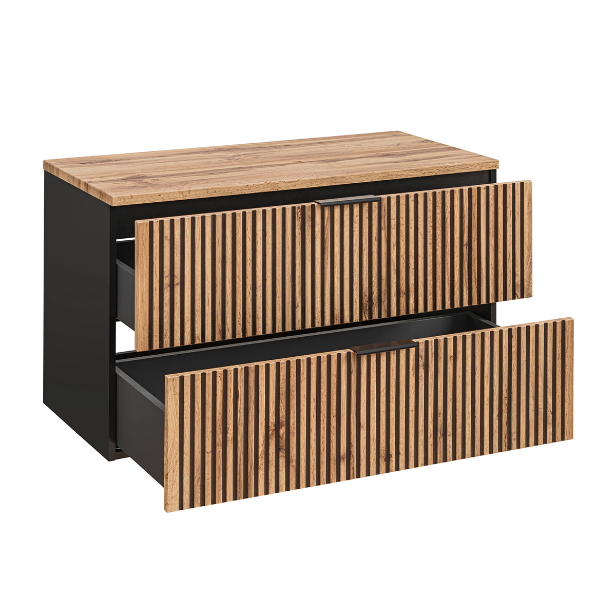 Meuble sous-vasque 100cm plan de toilette Gaia Bois et Noir - vue 2