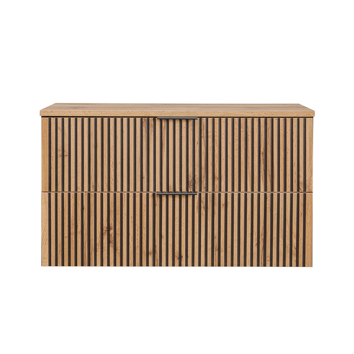 Meuble sous-vasque 100cm plan de toilette Gaia Bois et Noir - vue 3