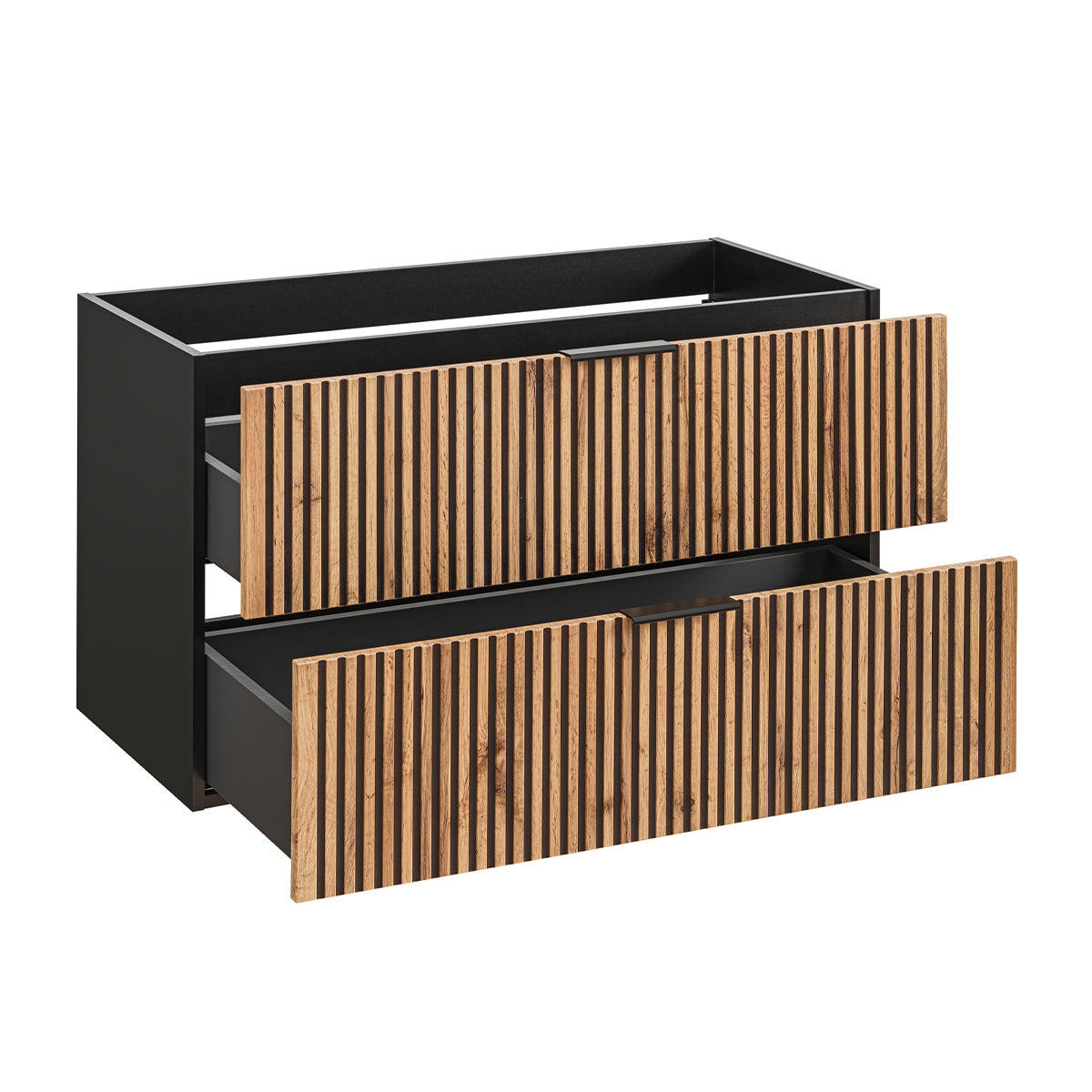 Meuble sous-vasque 100cm Gaia Bois et Noir - vue 2