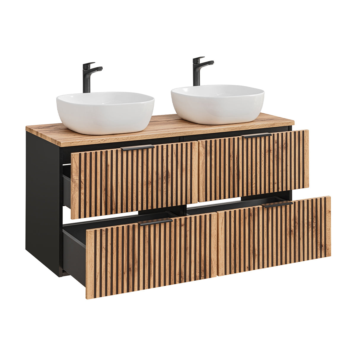 Ensemble meuble double vasque 120cm et colonne Gaia Bois - vue 4