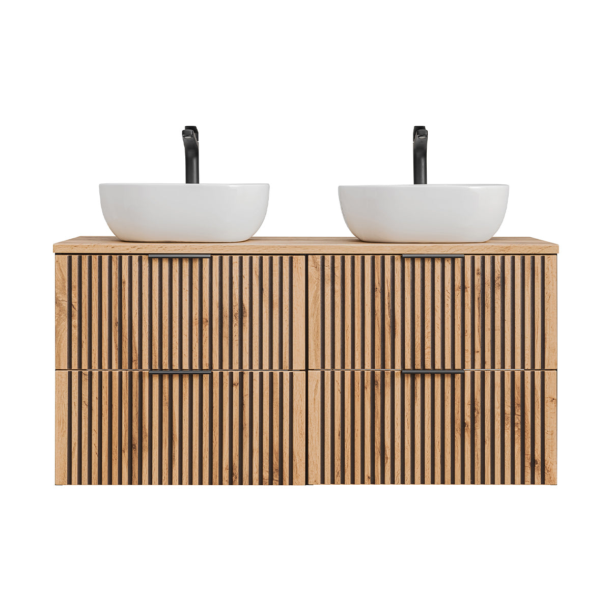 Meuble double vasque 120cm Gaia Bois et Noir - vue 3