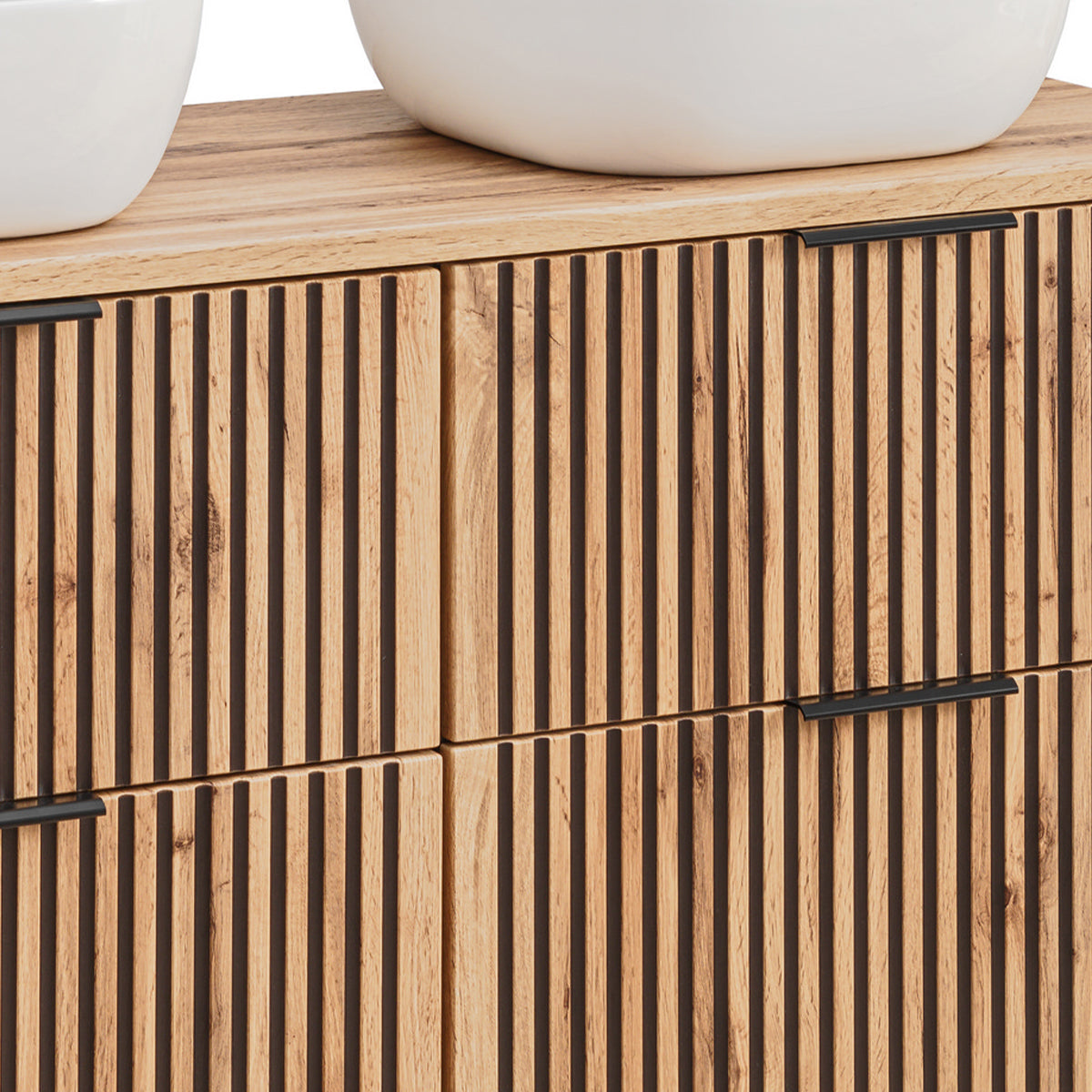 Meuble double vasque 120cm Gaia Bois et Noir - vue 4