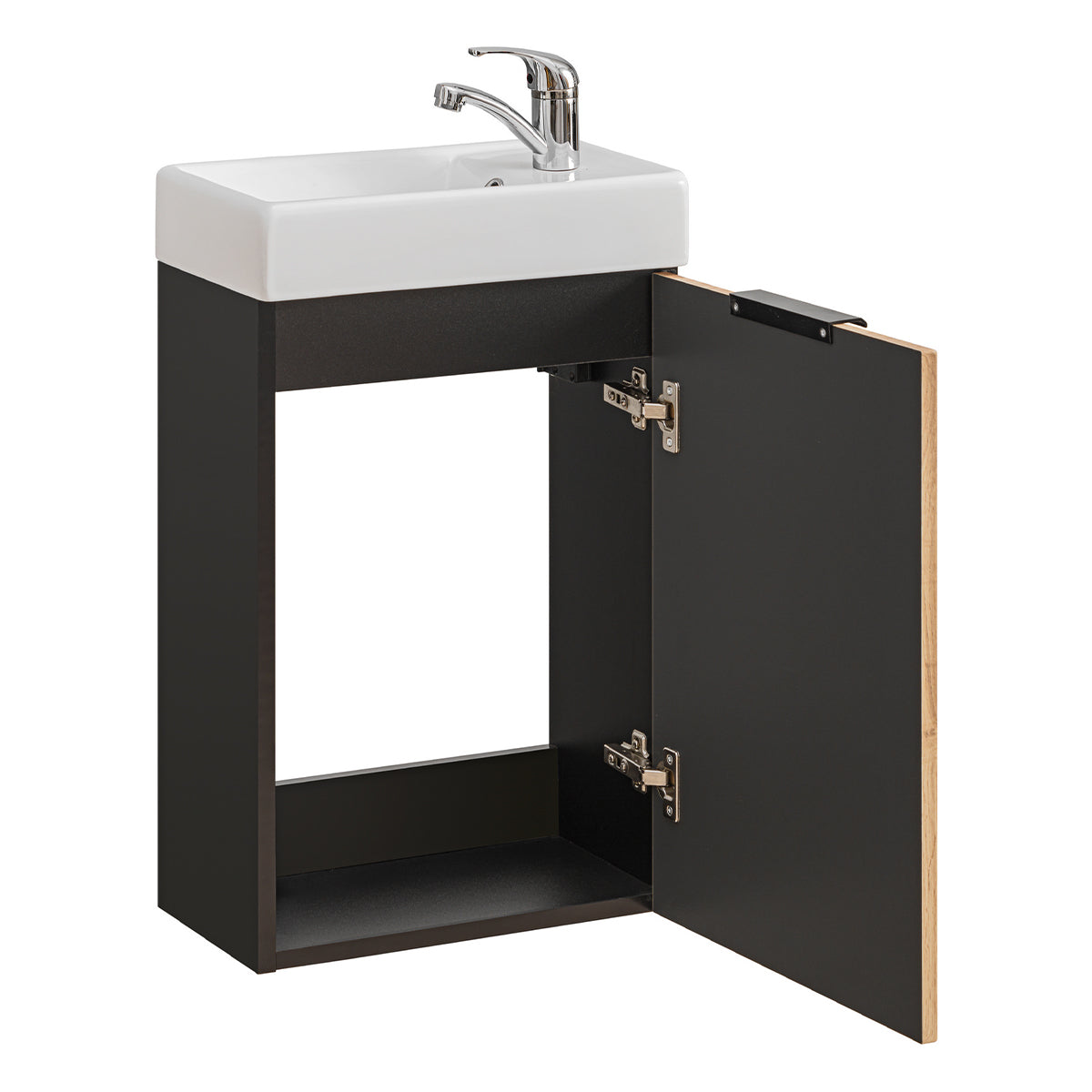 Meuble lave-mains 40cm 1 porte Gaia Bois et Noir - vue 2