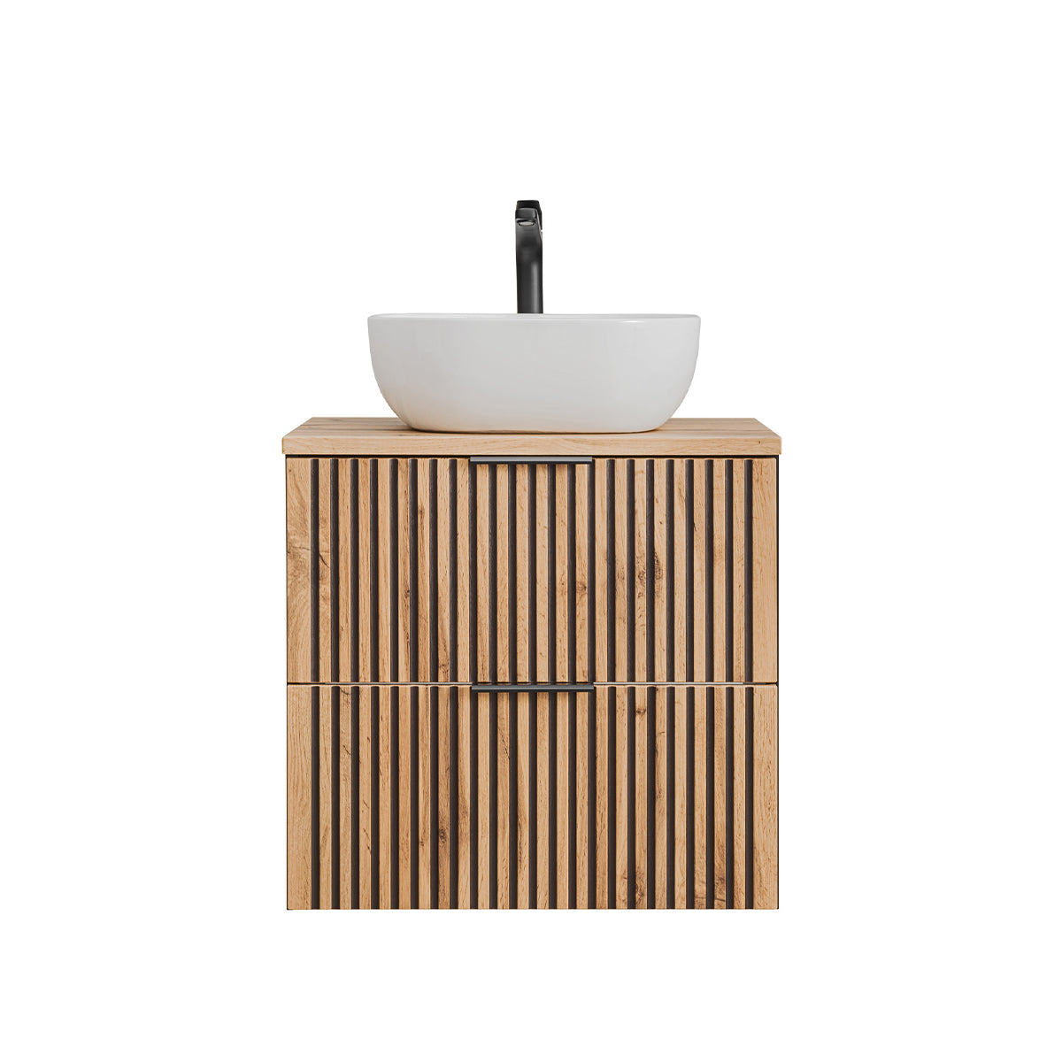 Meuble simple vasque 60cm Gaia Bois et Noir - vue 3