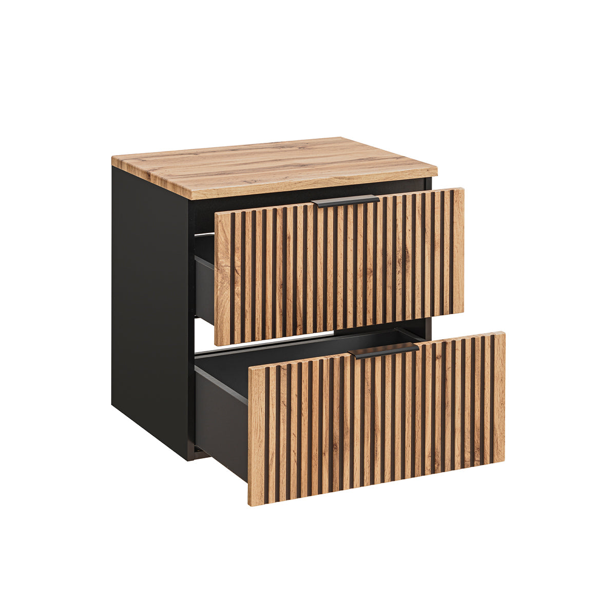 Ensemble meuble simple vasque 60cm et colonne Gaia Bois et Noir - Vasque Noir - vue 4