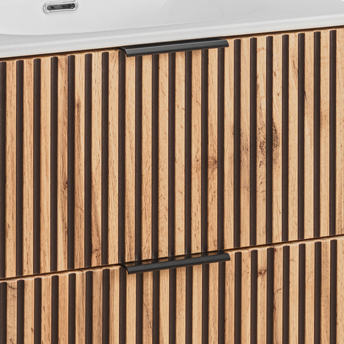 Meuble simple vasque encastrée 80cm Gaia Bois et Noir - vue 3