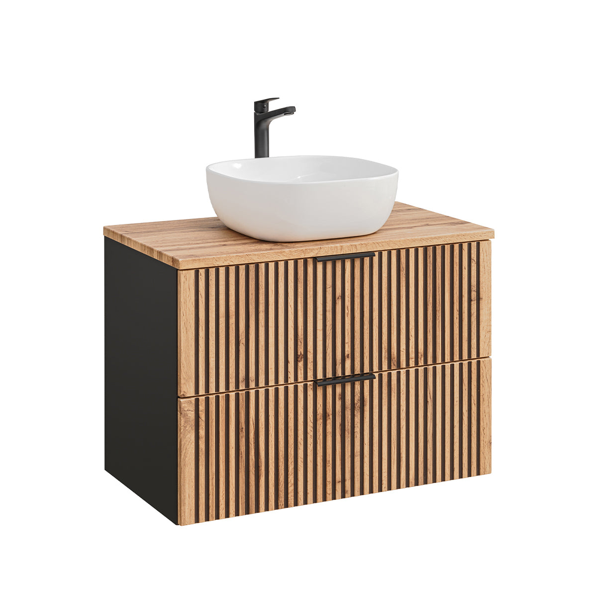 Meuble simple vasque 80cm Gaia Bois et Noir
