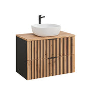 Meuble simple vasque 80cm Gaia Bois et Noir
