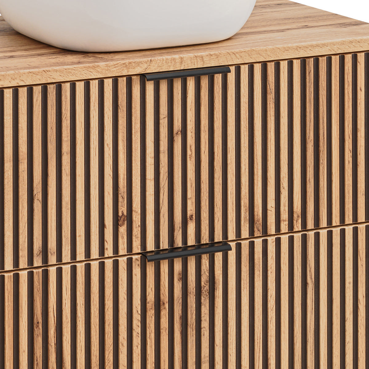 Ensemble meuble simple vasque 80cm et colonne Gaia Bois et Noir - vue 7