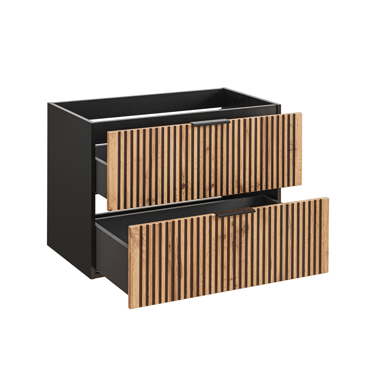 Meuble sous-vasque 80cm Gaia Bois et Noir - vue 2