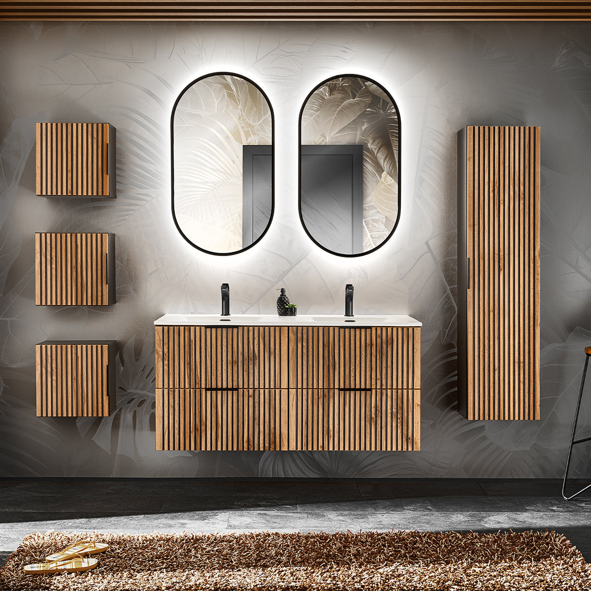 Meuble sous-vasque 120cm Gaia Bois et Noir - vue 5