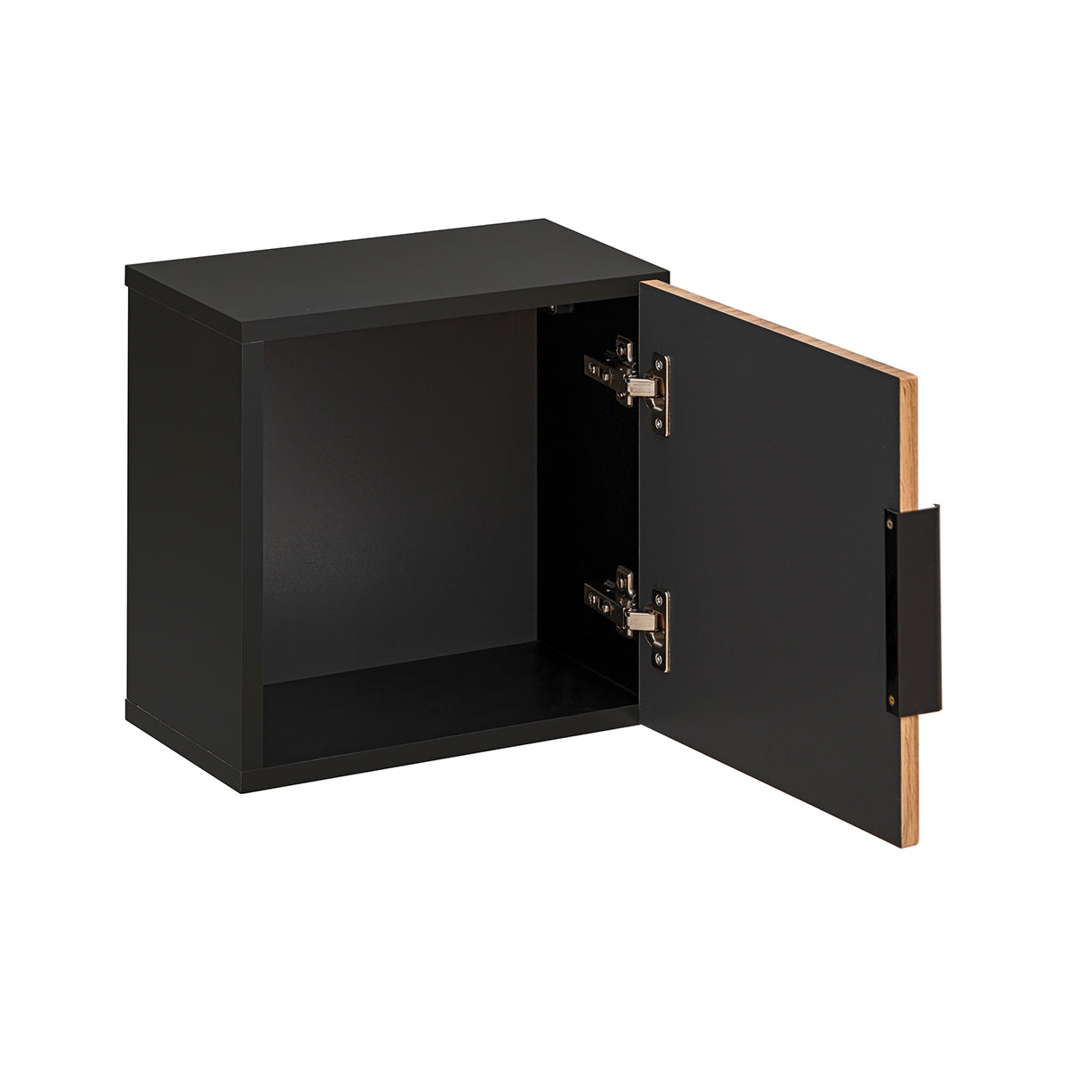 Ensemble meuble double vasque 120cm colonne et 3 armoires murales Gaia Bois et Noir - Vasque Noir - vue 8