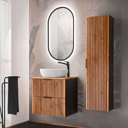 Ensemble meuble simple vasque 60cm et colonne Gaia Bois et Noir