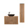 Ensemble meuble simple vasque 100cm et colonne Gaia Bois et Noir - Vasque Noir