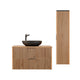 Ensemble meuble simple vasque 100cm et colonne Gaia Bois et Noir - Vasque Noir