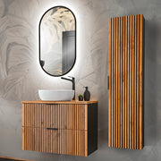 Ensemble meuble simple vasque 80cm et colonne Gaia Bois et Noir