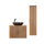Ensemble meuble simple vasque 80cm et colonne Gaia Bois et Noir - Vasque Noir