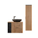 Ensemble meuble simple vasque 80cm 2 niches et colonne Gaia Bois et Noir - Vasque Noir
