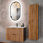 Ensemble meuble simple vasque encastrée 80cm et colonne Gaia Bois et Noir