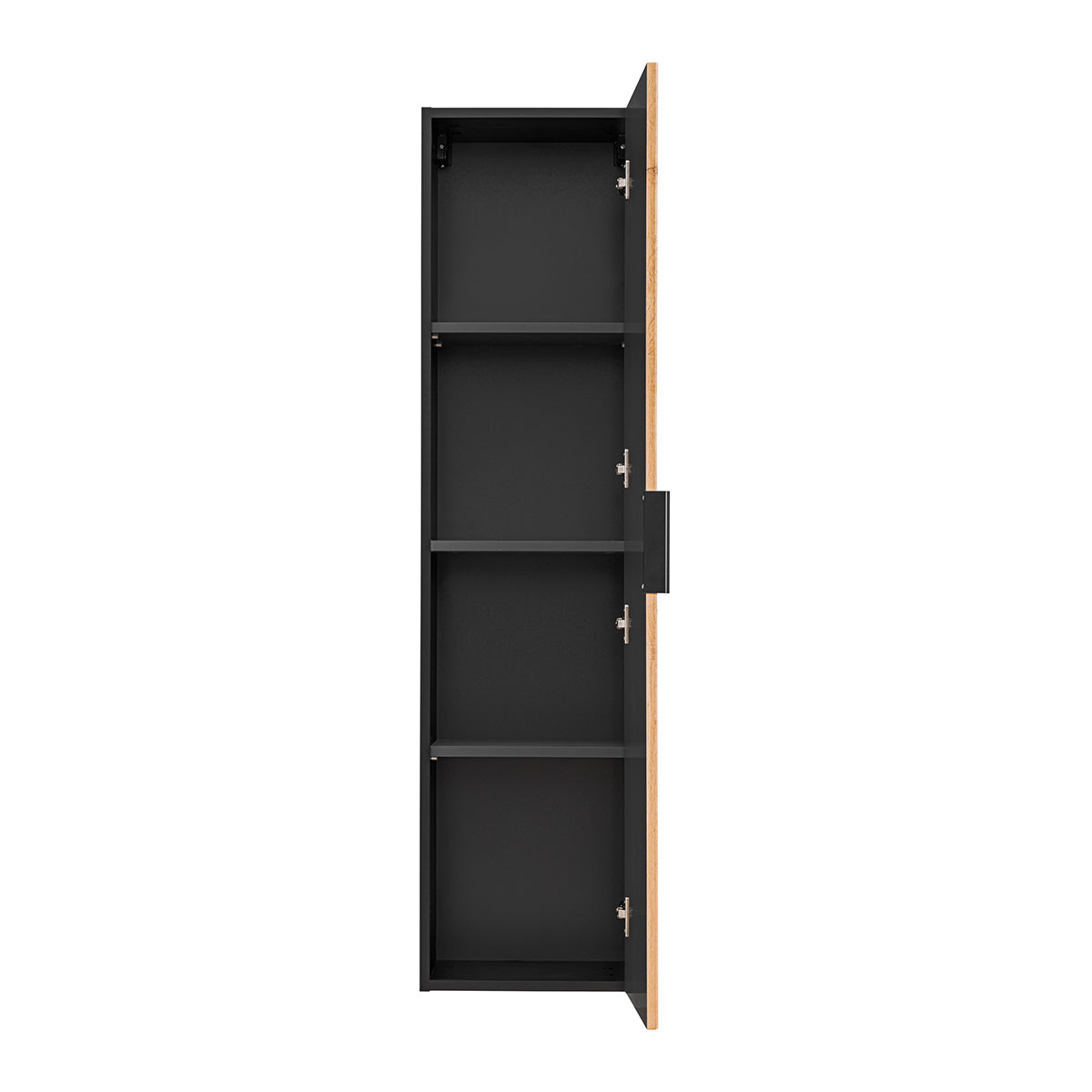 Ensemble meuble simple vasque encastrée 60cm miroir LED et colonne Gaia Bois et Noir - Vasque Noir - vue 4